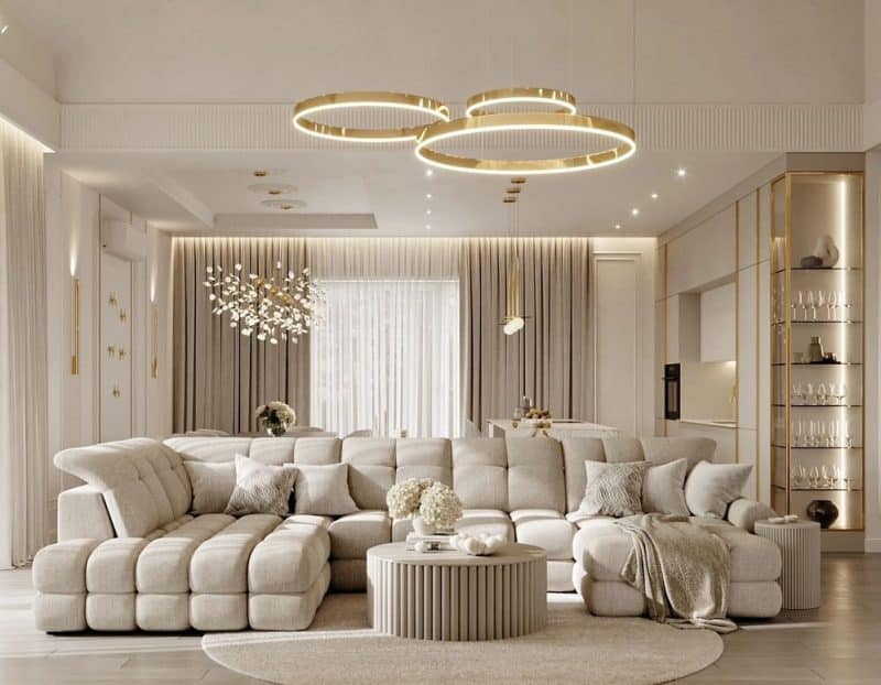 Hjørnesofa Tollo XL med elektrisk skyvedel 400x217cm.