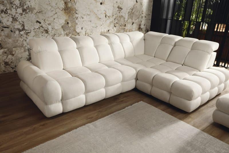 Hjørnesofa Tollo L med elektrisk skyvedel 302x217cm.