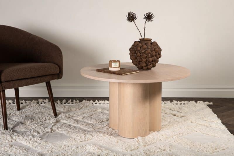 Solivia sofabord (ø80cm. whitewash)