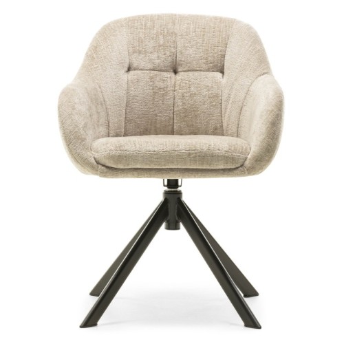 Santos Spisestol med Sving – Lysebeige Stoff og Sorte Metallben