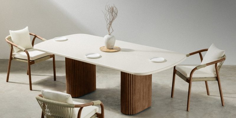 Rovigo Hagebord 220 cm – Spisebord i Superstone og Akasietre