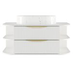 Novea servantskap 100 cm – hvit med Bianco marmordekor og gullhåndtak