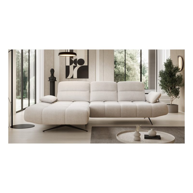 Falcao S hjørnesofa – moderne komfort med justerbare hodestøtter og valgfri elektrisk fothviler