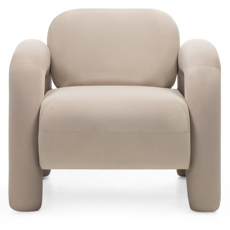 Vico lenestol – lys beige velur og moderne former