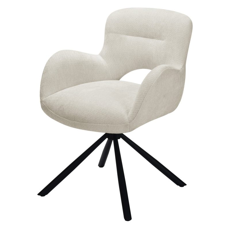 Luka dreibar stol – lys beige stoff og svarte metallben