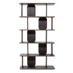 Fonticelle bokhylle – mørk eik med avrundede kanter, 5 hyller