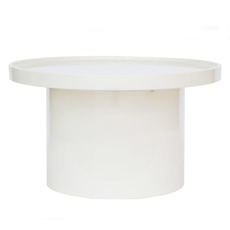 Chia sofabord – rundt 70 cm i hvit glossy finish