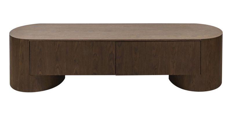 Aspen TV-benk – 200 cm i mørk valnøtt med 2 skuffer