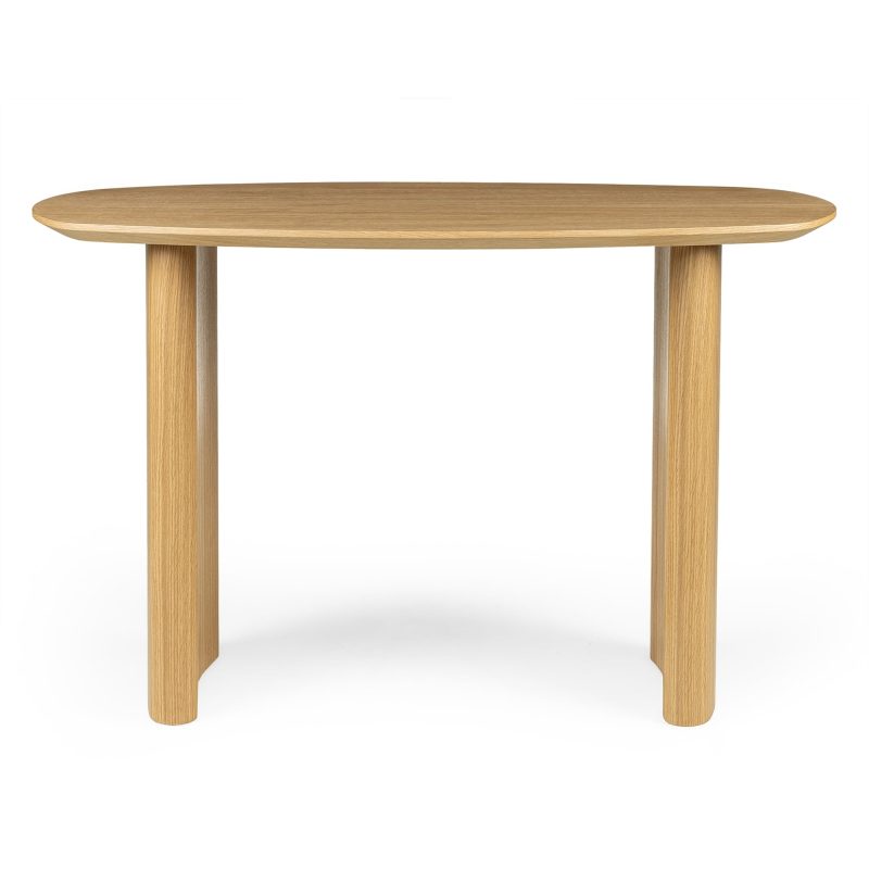 Oriento skrivebord – 120 cm med naturlig eikefinér og skulpturelle ben