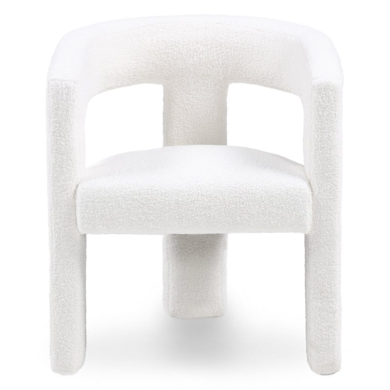 Lory lenestol – kremfarget boucle med avrundet rygg