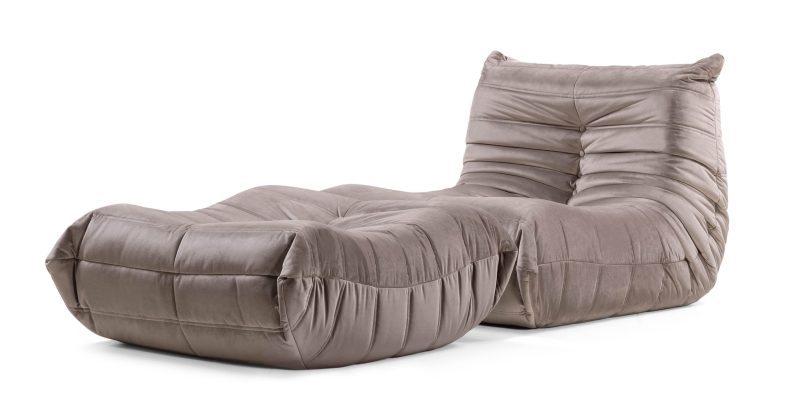 Sofa + Ottoman F708 Fugi Velvet Warm Grey 09
