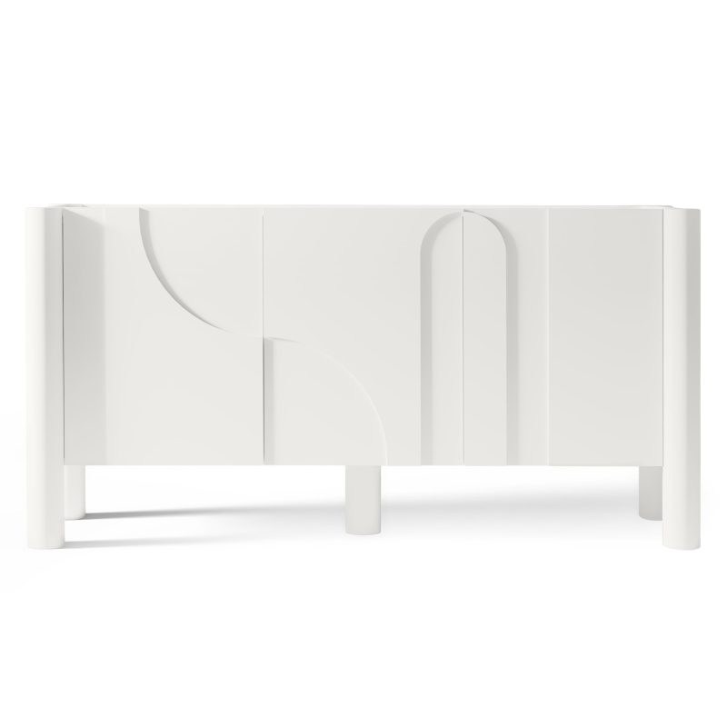 Lunaria kommode – 3-dørs hvit kommode med freste fronter