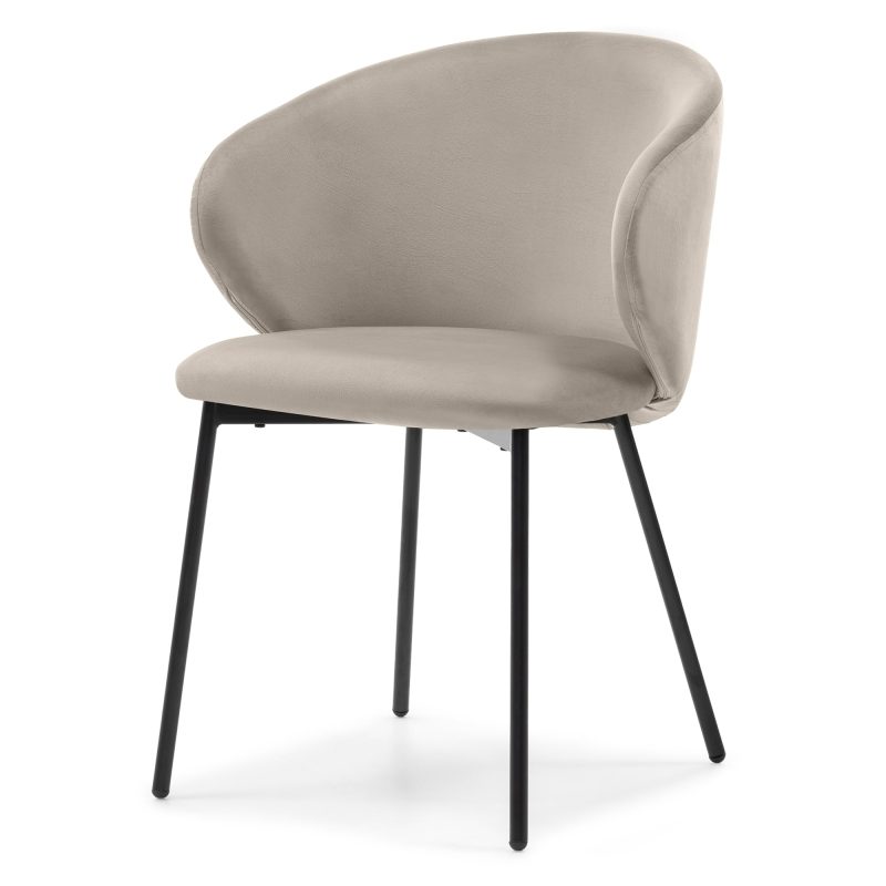 Adrano spisestol – beige velour og svarte metallben