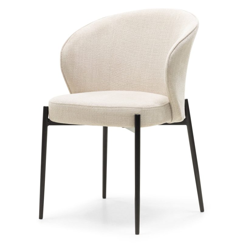 Avery spisestol – lys beige stoff og svarte metallben