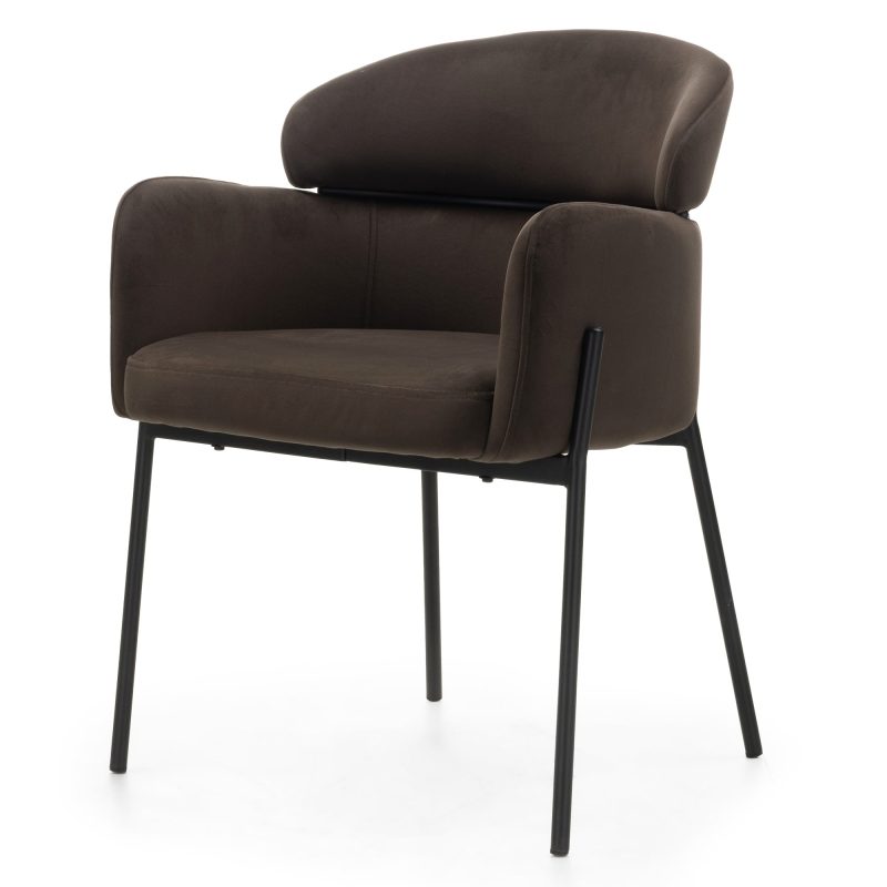 Granda spisestol – velvet espresso med armlene