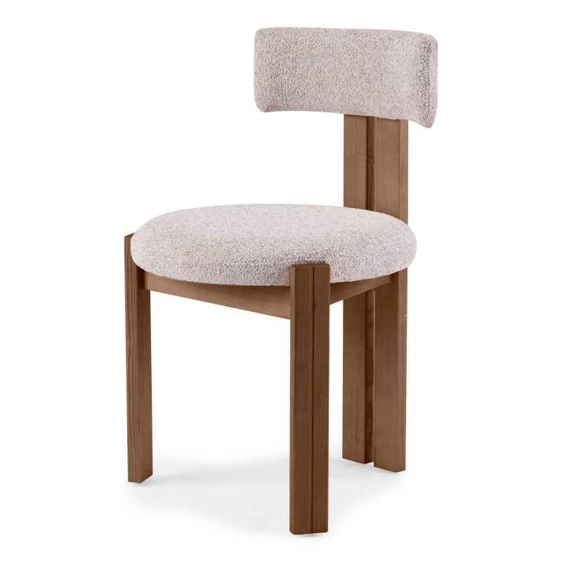 Matteo spisestol – beige/krem med brune ben