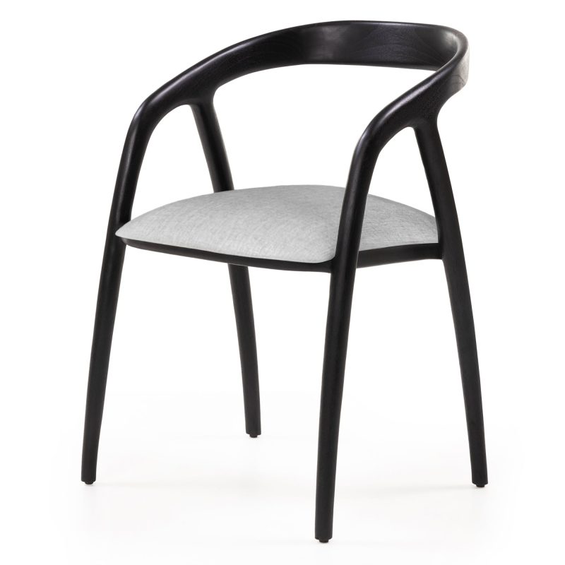 Sande spisestol – sort teak og lys beige tekstil