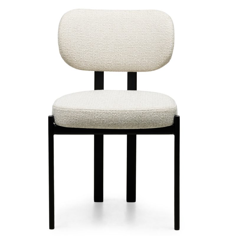 Flare spisestol – Lys beige med sorte ben