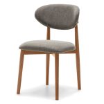 MERANO – Spisestol i mørk grå tekstil med buet komfort og moderne uttrykk