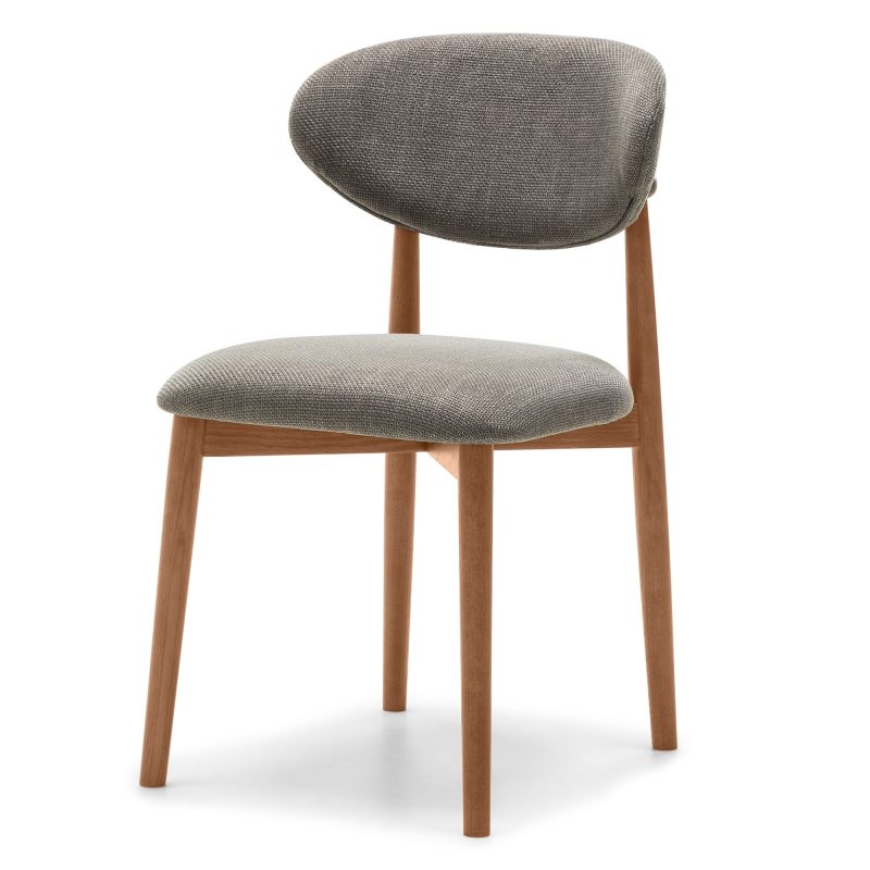 MERANO – Spisestol i mørk grå tekstil med buet komfort og moderne uttrykk