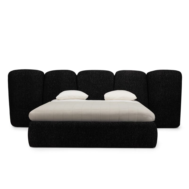 Fencee – Moderne seng i sort tekstil (160×200 cm)