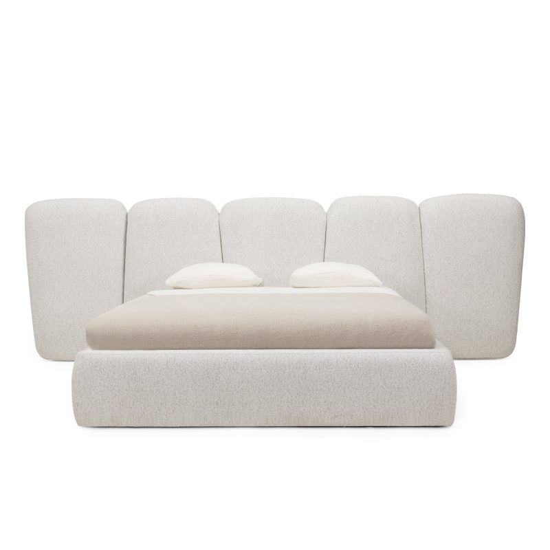 Fencee - Elegant seng i beige tekstil (160×200 cm)