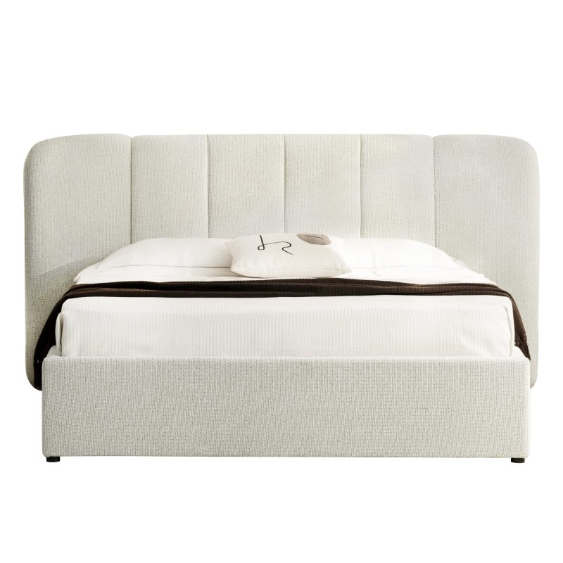 SNOOVIA Q52 – Seng 160x200 i strukturert beige tekstil