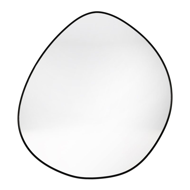 Alonzo veggspeil – uregelmessig form, svart MDF-ramme, 64x60 cm