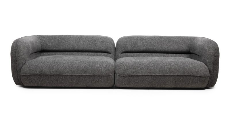 Luvio 4-seters sofa – grå chenille med myke, avrundede former