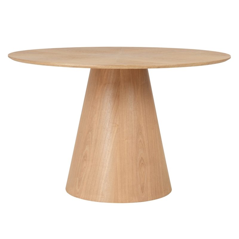 Stella rundt spisebord – MDF og naturlig finér, Ø120 cm