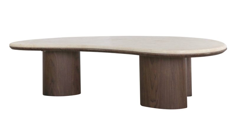 Essence sofabord 110 cm – marmortopp og mørk valnøtt