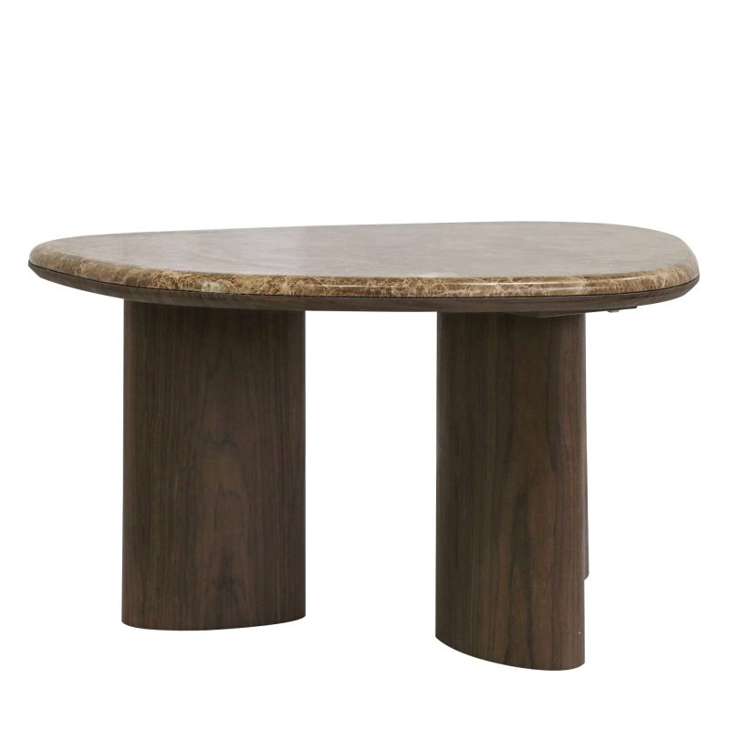 Essence sofabord 75 cm – marmortopp og mørk valnøtt