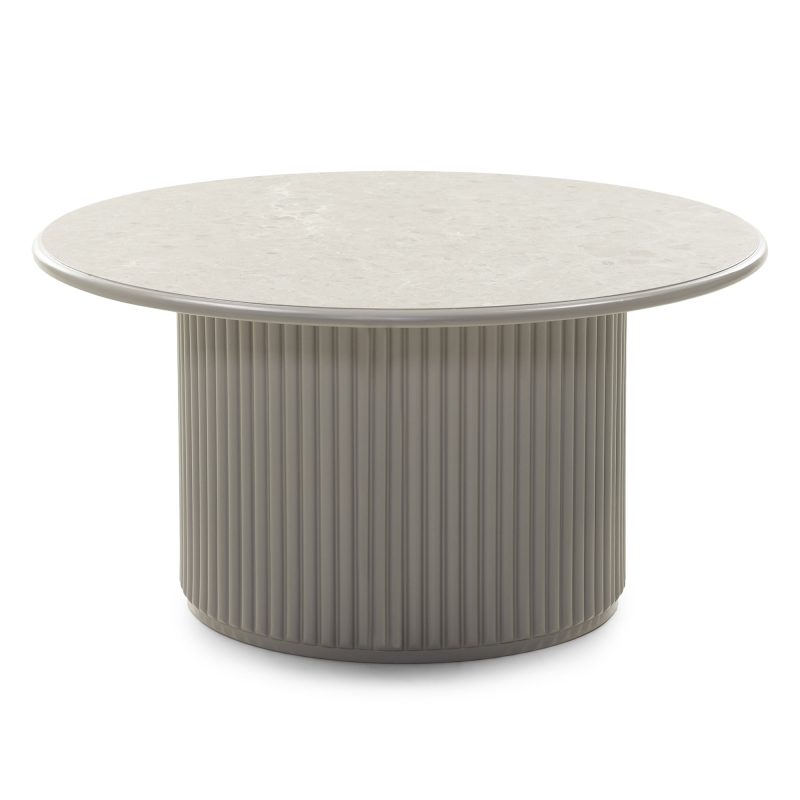 LIVORNO – Rundt sofabord i grå matt finish (80×42 cm)