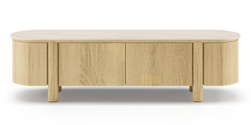 Segretto TV-benk – elegant avrundet design i eikefiner