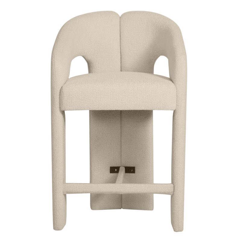 Castelo barstol – gråbeige med avrundet design og armlener