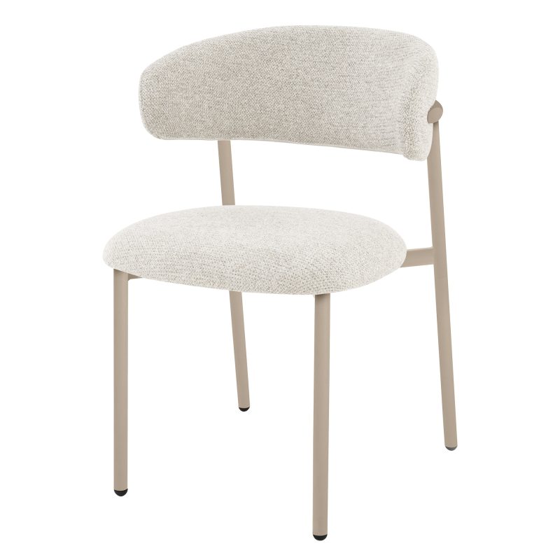 Fresno spisestuestol – beige, polstret med avrundet rygg