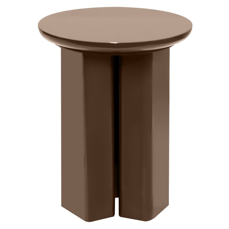 Brie sidebord – lys brun mocha høyglans, Ø40 cm