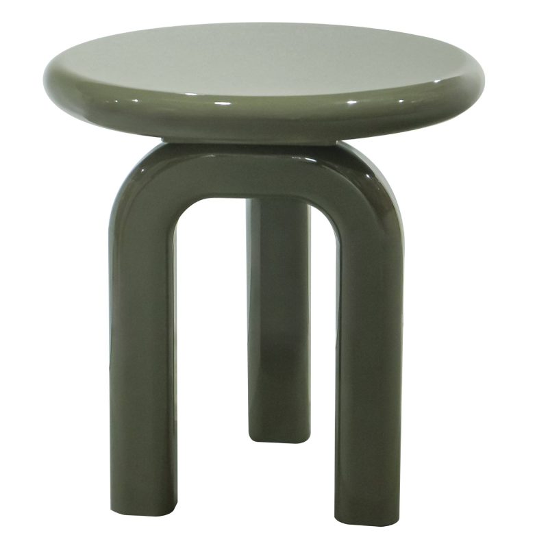 Flambe sidebord – grønn/grå høyglans, Ø50 cm