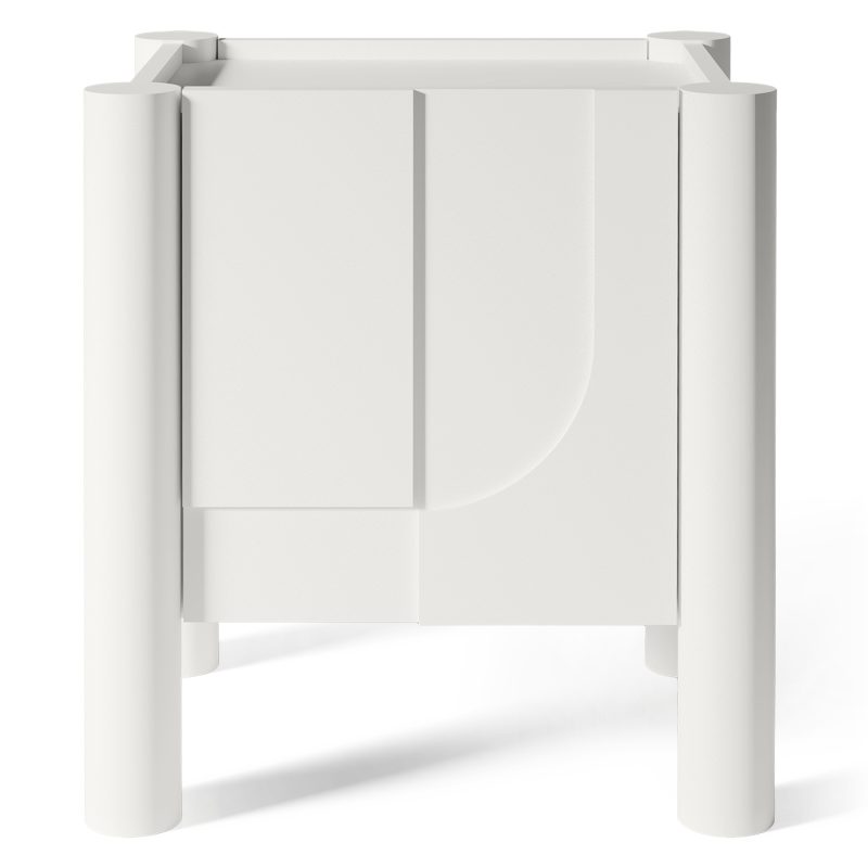 Moderne hvitt nattbord med skap – soft-close, MDF, 50 cm