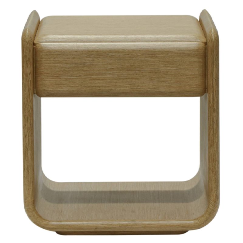 Nox nattbord 51 cm eikefinér – avrundet design med skuff