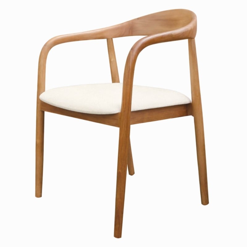 Ludvika 2.0 Spisestol - Teaktre & Cream Anti-Stain Stoff