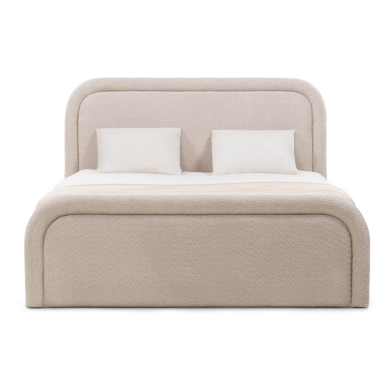 Ovoid Seng 160×200 cm med Oppbevaring – Beige Polstret Seng